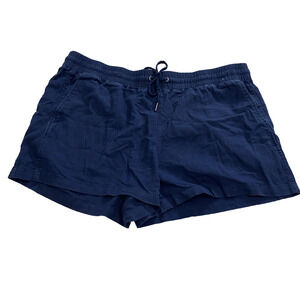 GAP Shorts Women's XL Linen Blend Elastic Waist Pull On Navy Blue